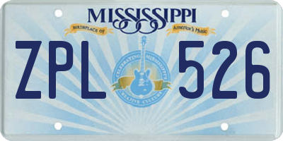 MS license plate ZPL526
