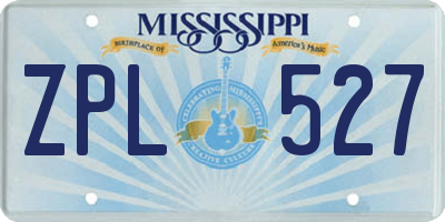 MS license plate ZPL527