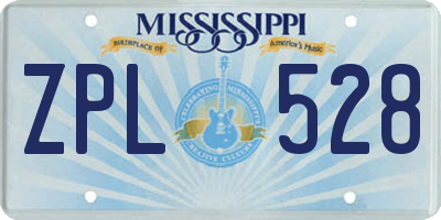 MS license plate ZPL528
