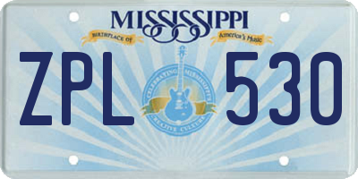 MS license plate ZPL530