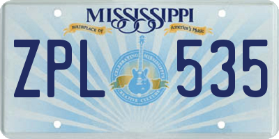 MS license plate ZPL535