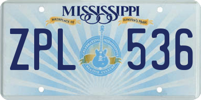 MS license plate ZPL536