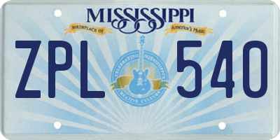 MS license plate ZPL540