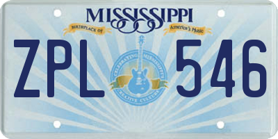 MS license plate ZPL546