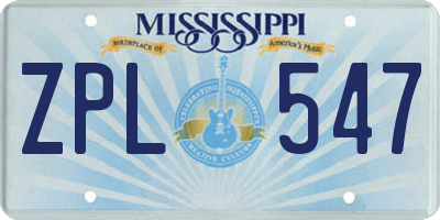 MS license plate ZPL547