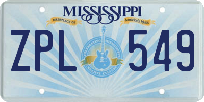MS license plate ZPL549