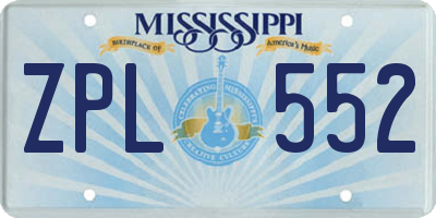 MS license plate ZPL552