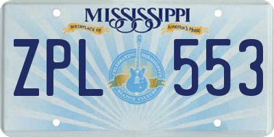 MS license plate ZPL553