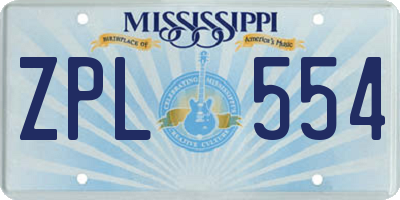 MS license plate ZPL554