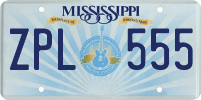 MS license plate ZPL555