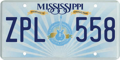 MS license plate ZPL558