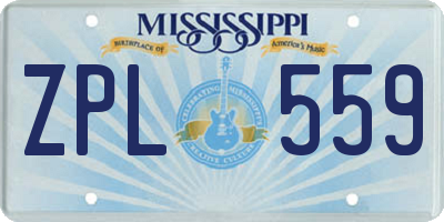 MS license plate ZPL559