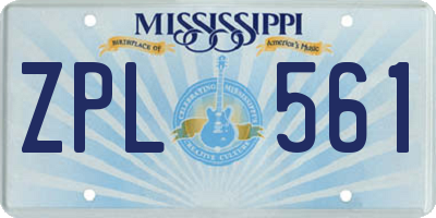 MS license plate ZPL561