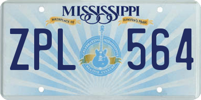 MS license plate ZPL564