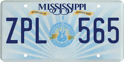 MS license plate ZPL565