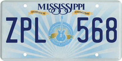 MS license plate ZPL568