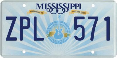 MS license plate ZPL571