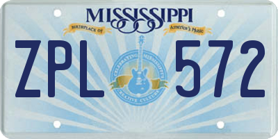 MS license plate ZPL572