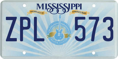 MS license plate ZPL573