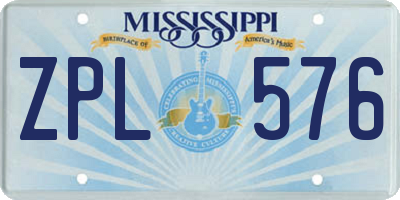 MS license plate ZPL576