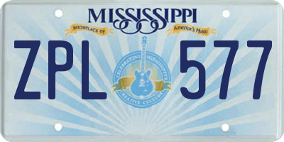 MS license plate ZPL577