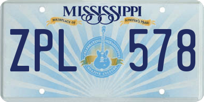 MS license plate ZPL578