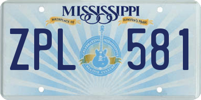 MS license plate ZPL581