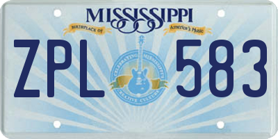 MS license plate ZPL583