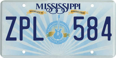 MS license plate ZPL584