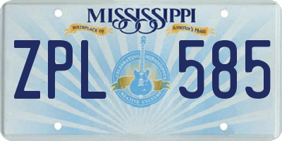 MS license plate ZPL585