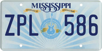 MS license plate ZPL586