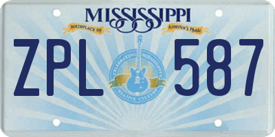 MS license plate ZPL587