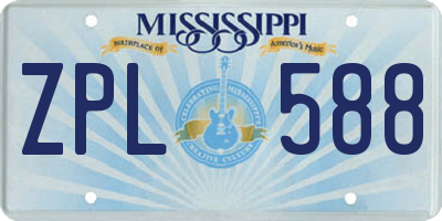 MS license plate ZPL588