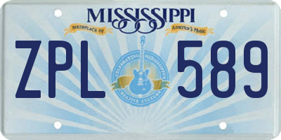 MS license plate ZPL589