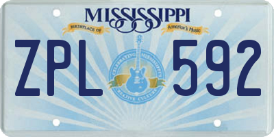 MS license plate ZPL592