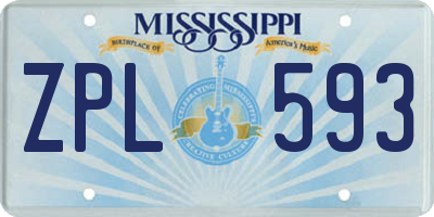 MS license plate ZPL593