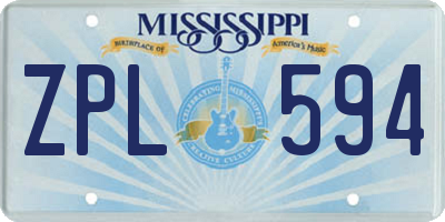 MS license plate ZPL594