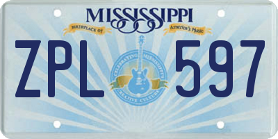 MS license plate ZPL597