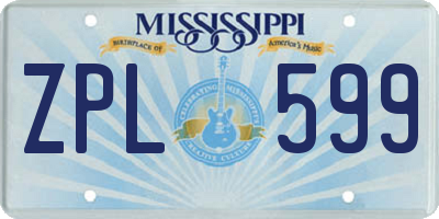 MS license plate ZPL599
