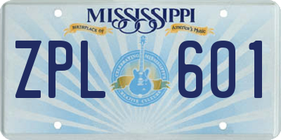 MS license plate ZPL601