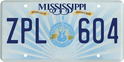 MS license plate ZPL604