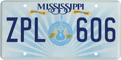 MS license plate ZPL606