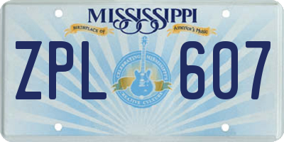 MS license plate ZPL607