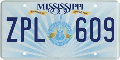 MS license plate ZPL609