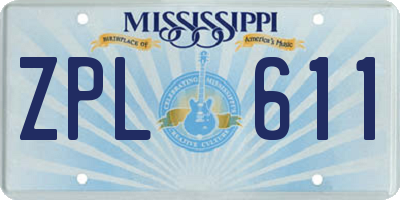MS license plate ZPL611