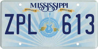MS license plate ZPL613