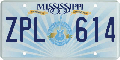 MS license plate ZPL614