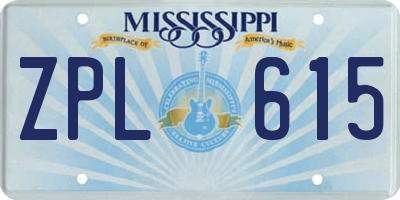 MS license plate ZPL615
