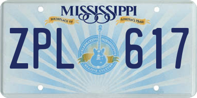MS license plate ZPL617