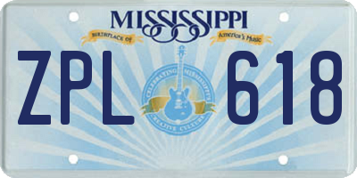 MS license plate ZPL618